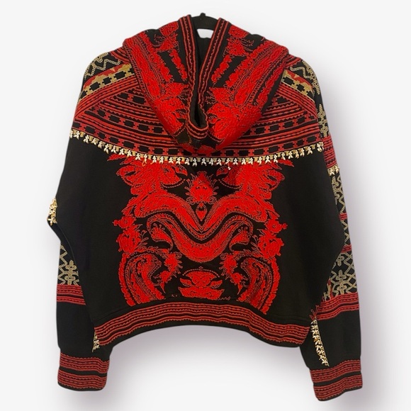 H&M Studio Red Embroidered and Beaded Hoodie Size 6 - Picture 2 of 12